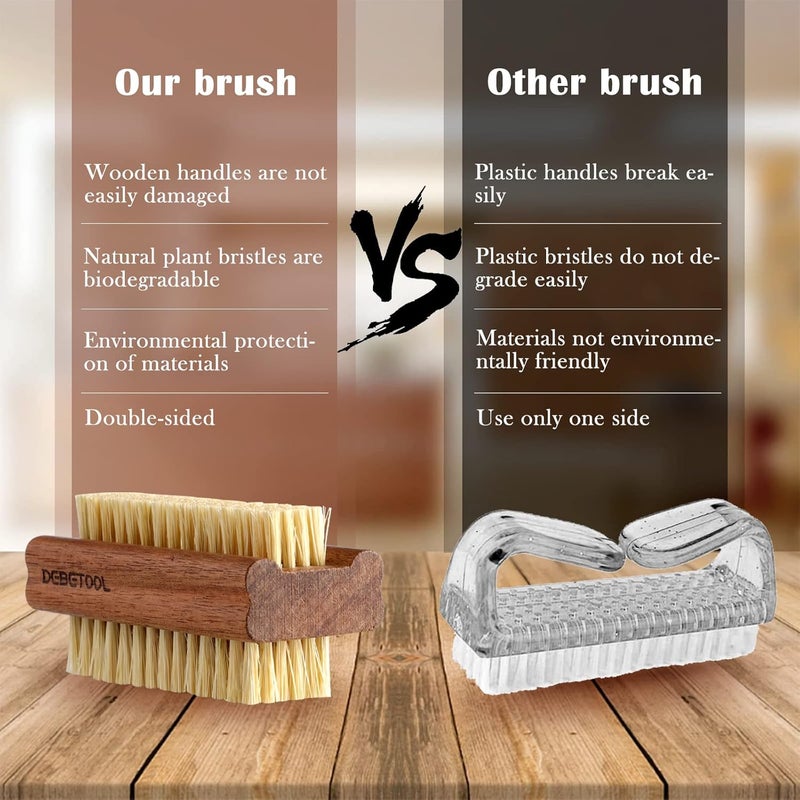 DEBETOOL Acacia Wood Nail Brush, 2 Pack Wooden Nail Scrub Brush for Fingernail cleaning,Natural Fingernail Brush to Clean Under Nails - Image 4